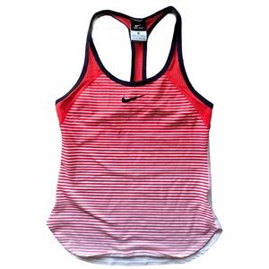 Nike Dri Fit Racerback Tank Red & White Stripe XS